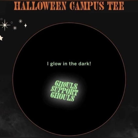 VS PINK SHORT SLEEVE CAMPUS TEE SHIRT GLOW IN THE DARK GHOULS SUPPORT GHOULS HTF - Picture 5 of 7